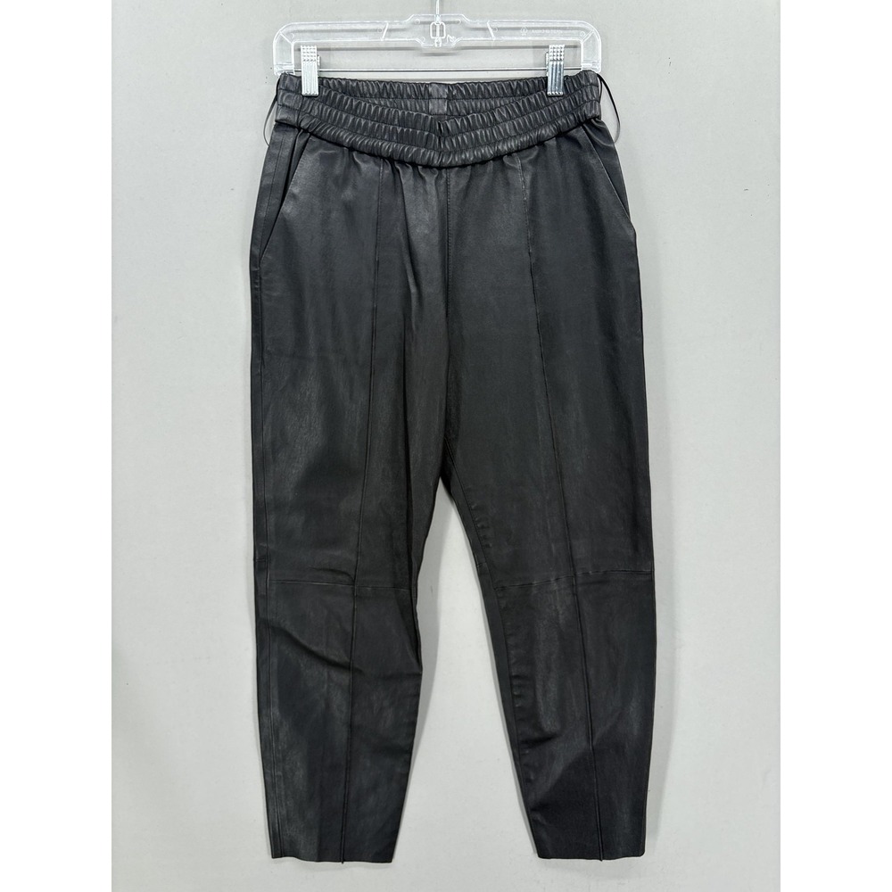 SPRWMN Pants Medium Black Leather Jogger Tapered Elastic Waist Made USA Casual